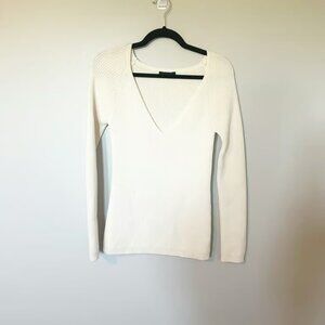 The Row ivory merino wool v neck sweater women’s medium